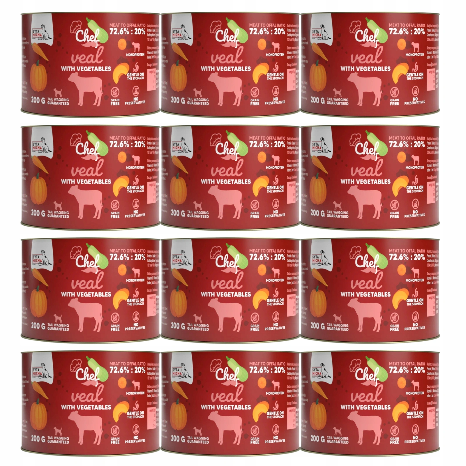 Syta Micha cielęcina z warzywami adult 200 g × 12