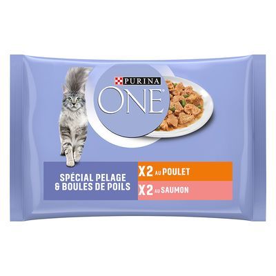Purina ONE Skin & Coat Hairball mix smaków w sosie adult 85 g × 4