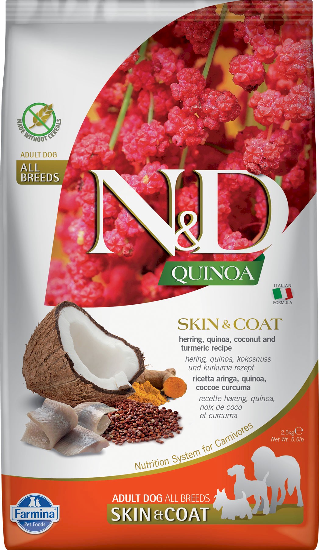 Farmina N&D Quinoa Skin & Coat śledź 2,5 kg