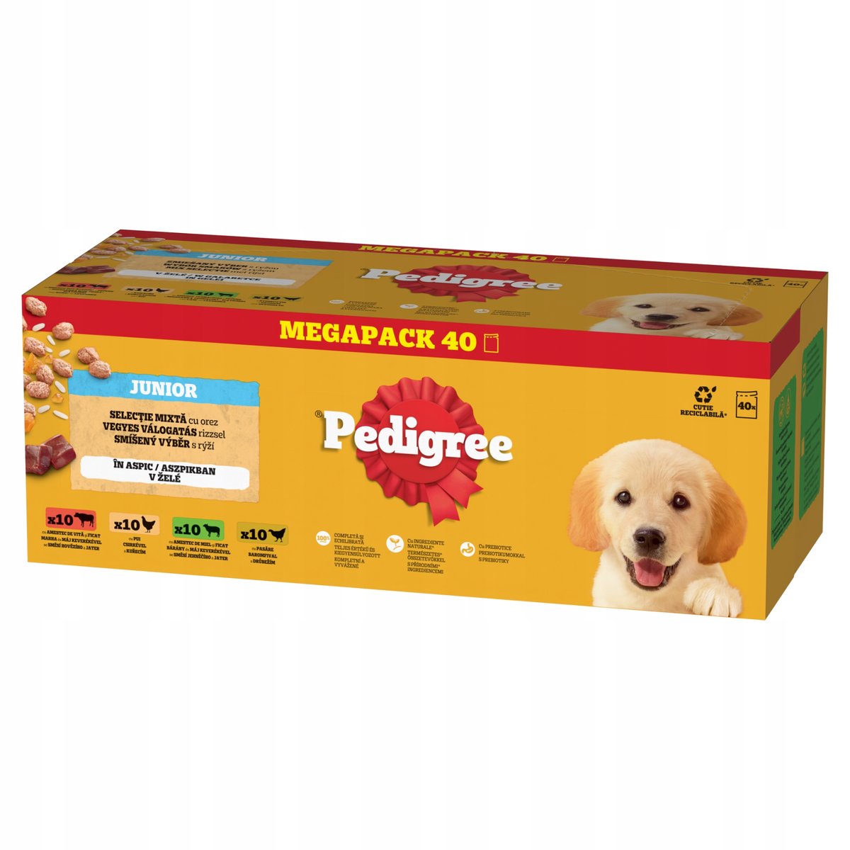 Pedigree drób, jagnięcina, kurczak, wołowina, wątróbka z ryżem junior 100 g × 40