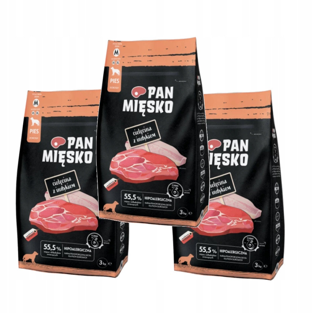 Pan Mięsko cielęcina, indyk adult średnie rasy 3 kg × 3