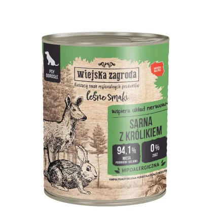 Wiejska Zagroda Leśne Smaki królik, sarna adult 800 g