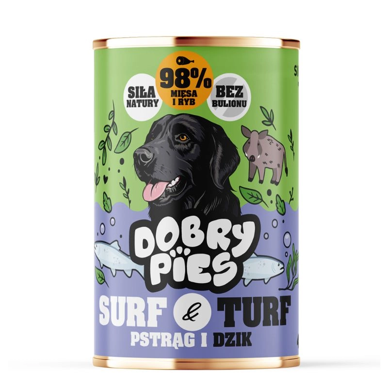 Dobry Pies Surf & Turf pstrąg, dzik 400 g