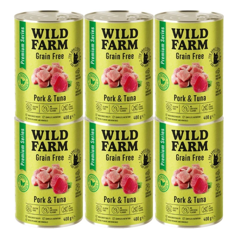 Wild Farm Grain Free tuńczyk, wieprzowina adult 400 g × 6