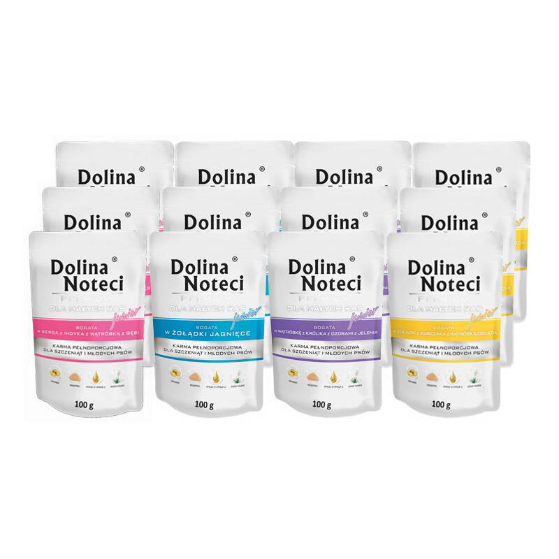 Dolina Noteci Premium cielęcina, gęś, indyk, jagnięcina, jeleń, królik, kurczak junior małe rasy 100 g × 40