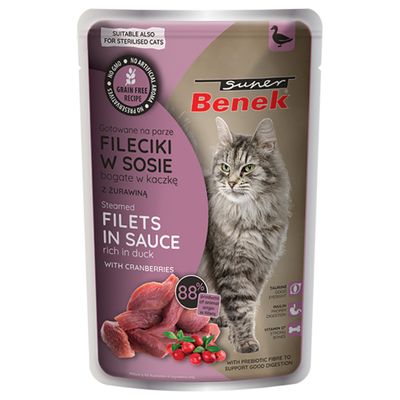 Super Beno Sterilised kaczka z żurawiną w sosie adult 85 g × 56