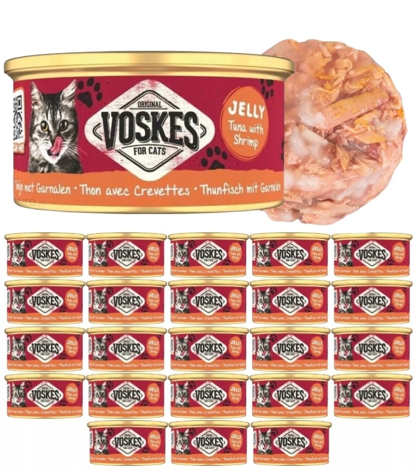 Voskes Original krewetki, tuńczyk w galaretce 85 g × 24