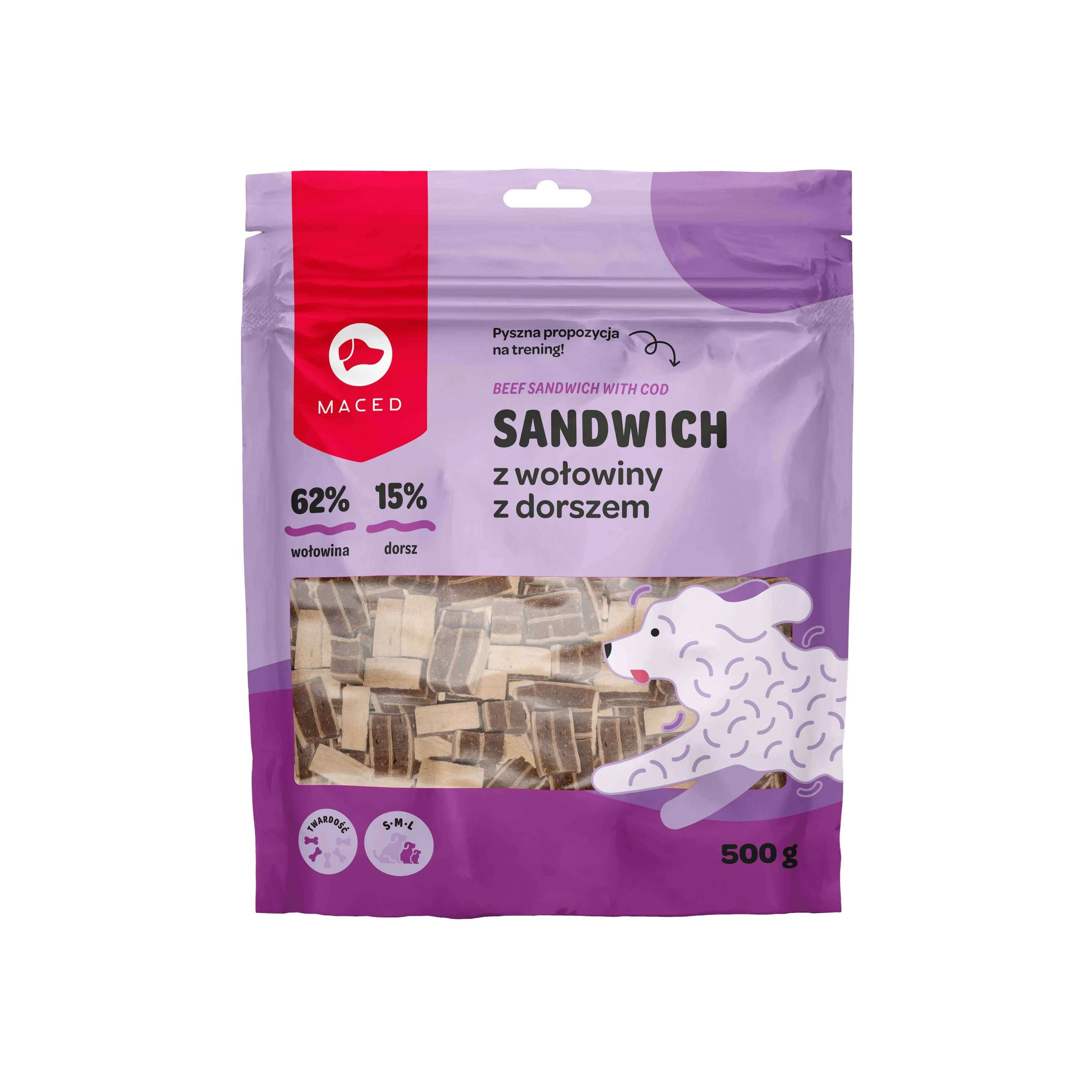 Maced Sandwich dorsz, wołowina adult 500 g