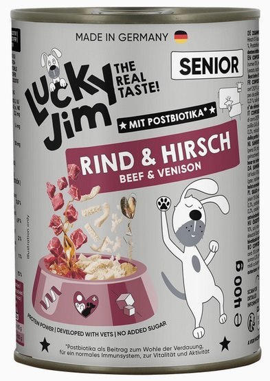 Lucky Jim Classic jeleń, wołowina senior 400 g