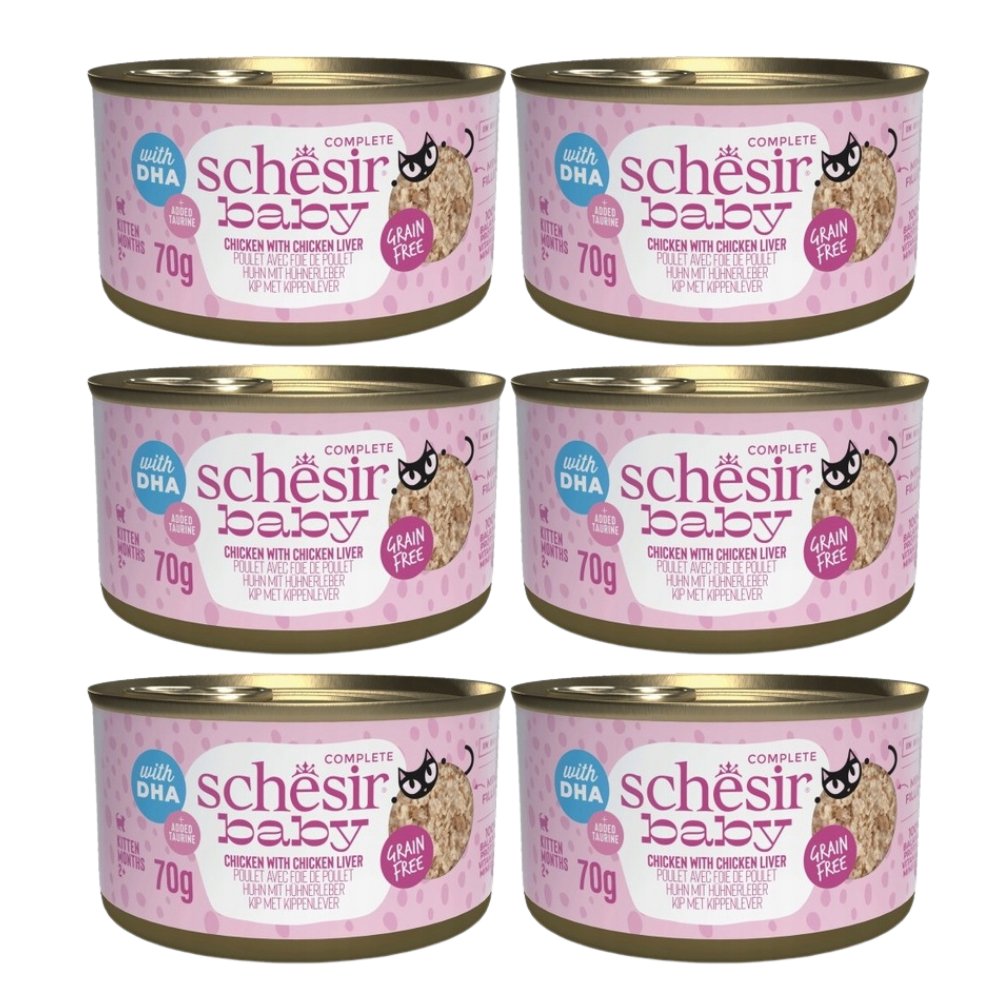 Schesir Baby kurczak, wątróbka w bulionie kitten 70 g × 6