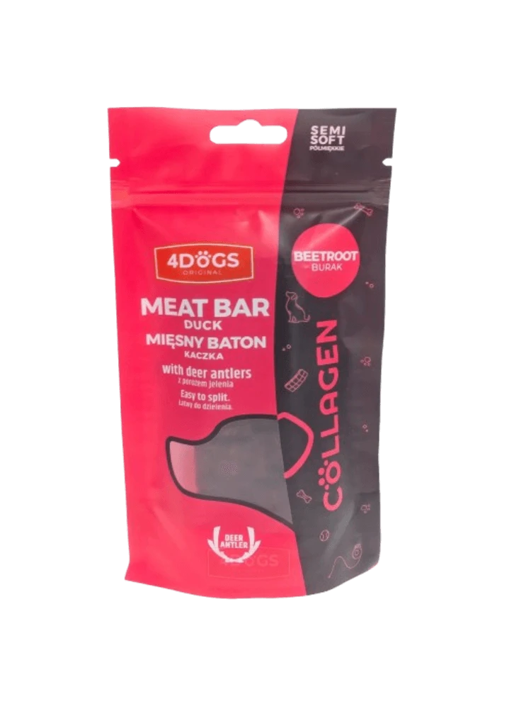 4Dogs Mięsne batony z kaczki z burakiem i porożem Semi-Soft 2-pak