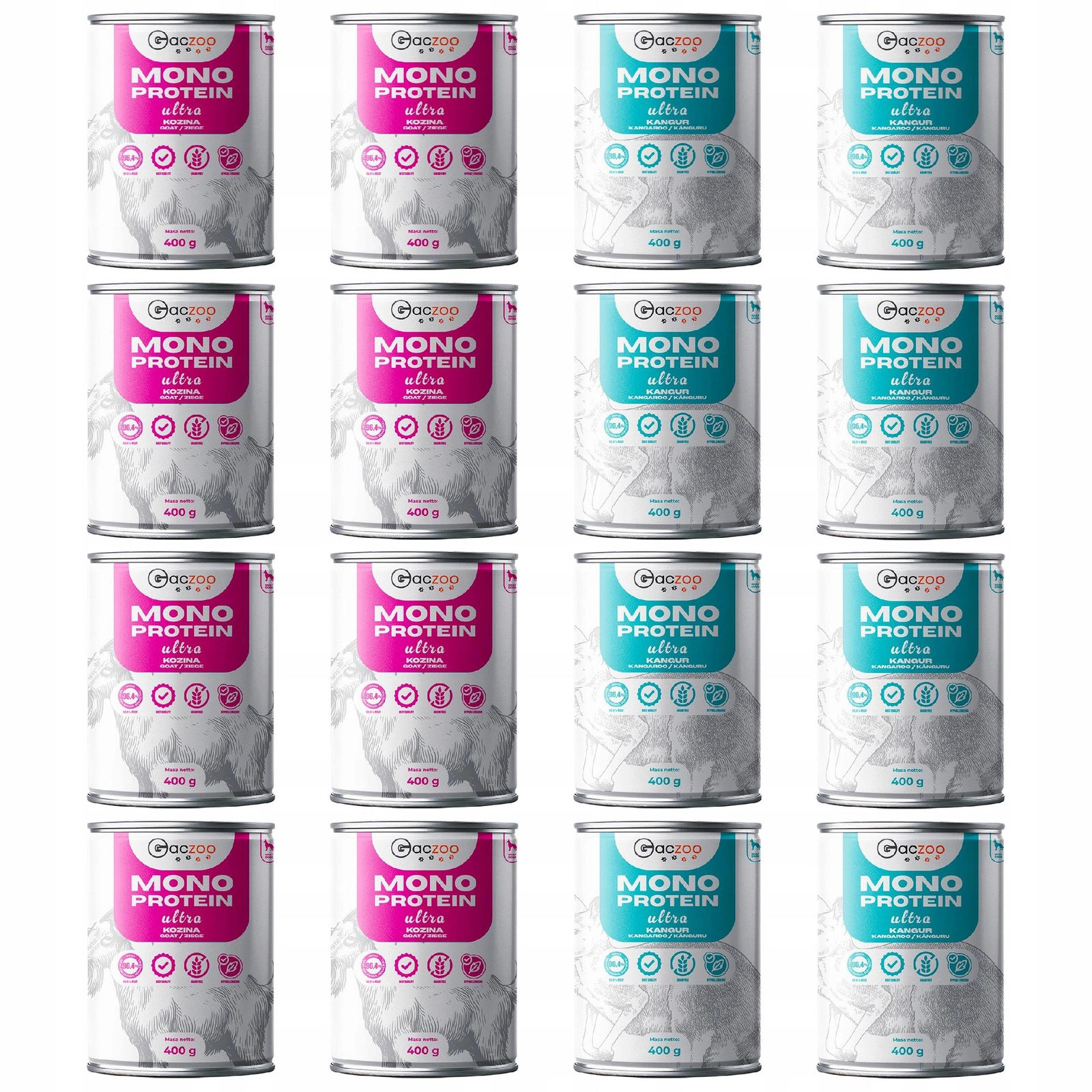 Gaczoo Mono Protein Ultra mix smaków adult 400 g × 16