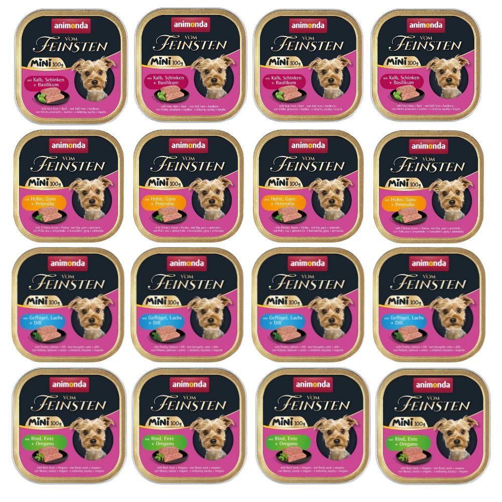 Animonda Vom Feinsten cielęcina, gęś, kaczka, kurczak, szynka, wołowina małe rasy 100 g × 16