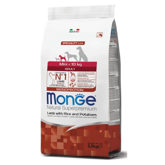 Monge Mini Monoprotein jagnięcina z ryżem, ziemniakiem adult małe rasy 800 g