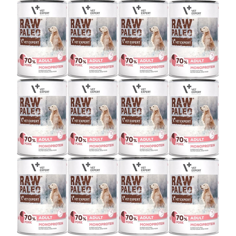 VetExpert Raw Paleo wieprzowina adult 400 g × 12