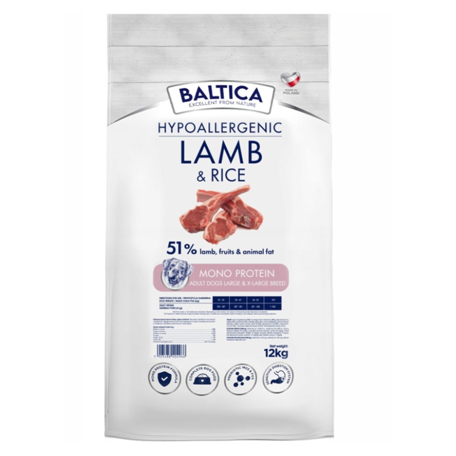Baltica Nutraceutic jagnięcina z ryżem adult duże rasy 12 kg