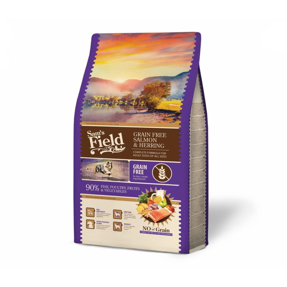 Sam's Field Grain Free łosoś, śledź adult 2,5 kg
