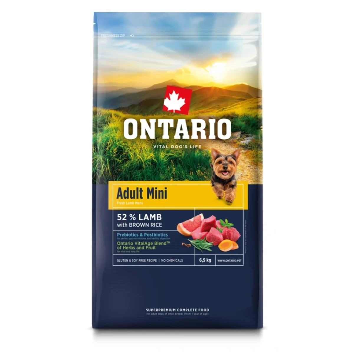 Ontario jagnięcina z ryżem adult małe rasy 6,5 kg