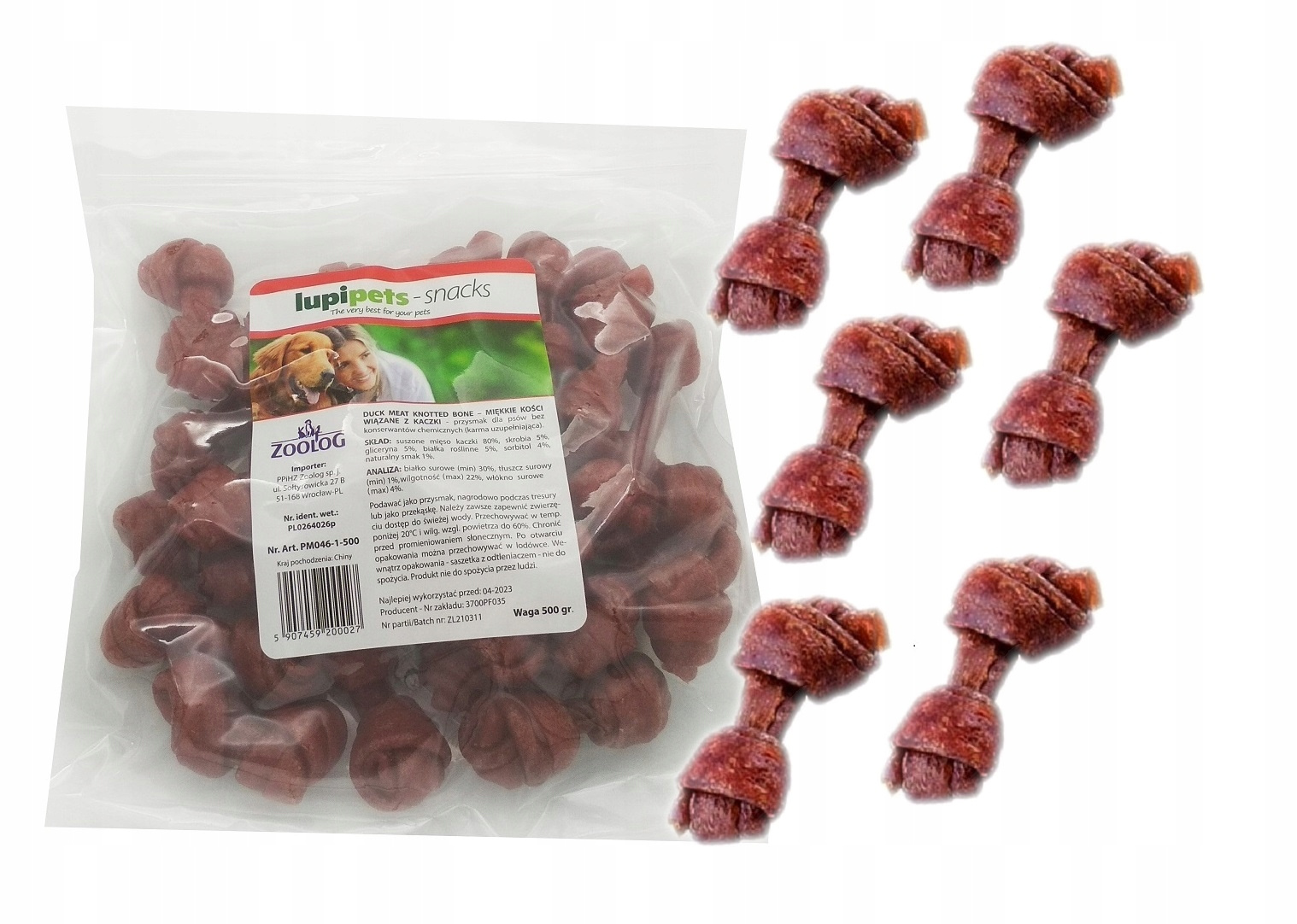Lupipets Snacks miękkie kosteczki z kaczki 500 g