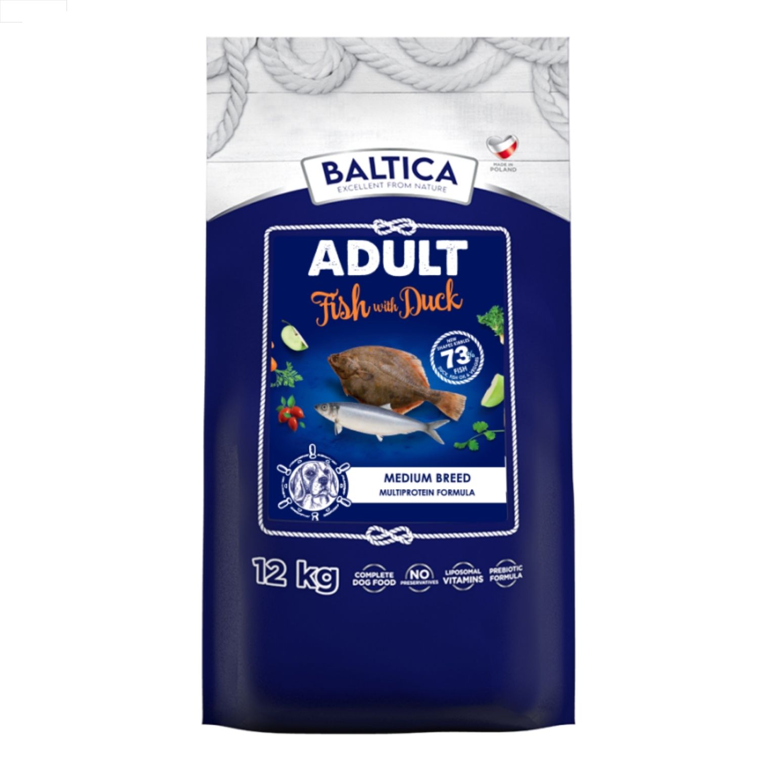 Baltica Excellent ryby, kaczka adult duże rasy 12 kg