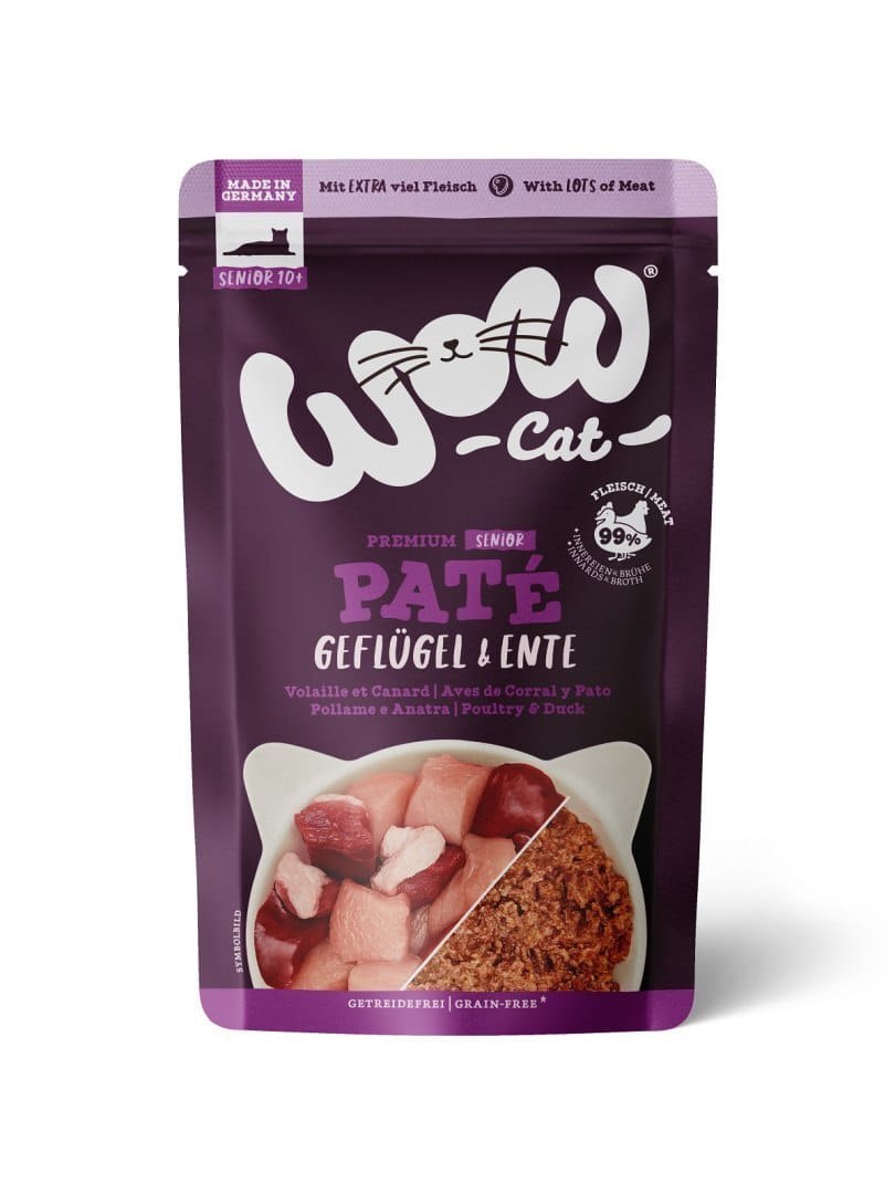 WOW Cat drób, kaczka pasztet senior 125 g
