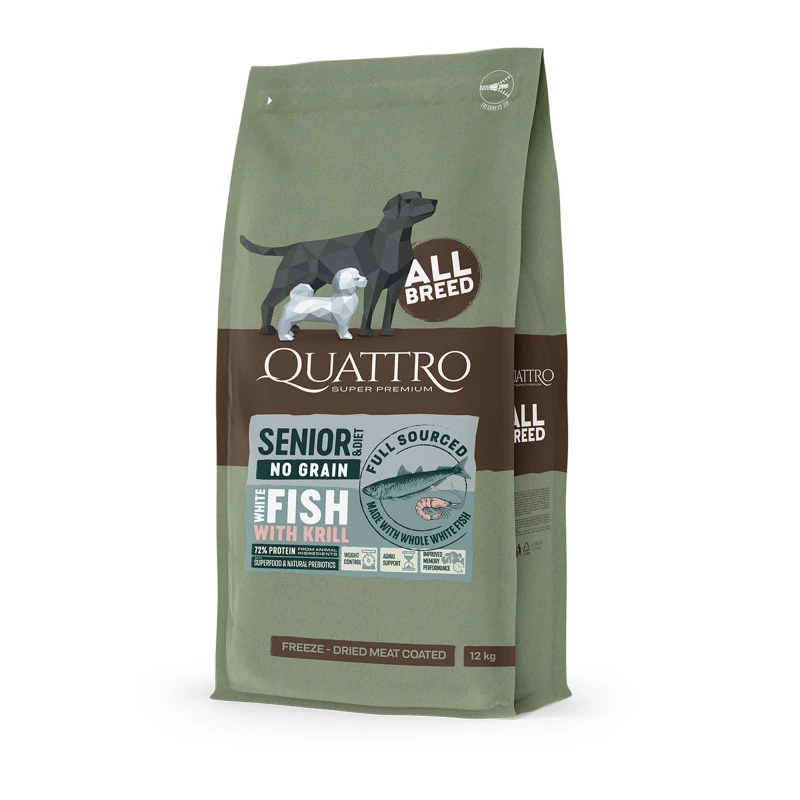 Quattro No Grain ryba, kryl senior 3 kg