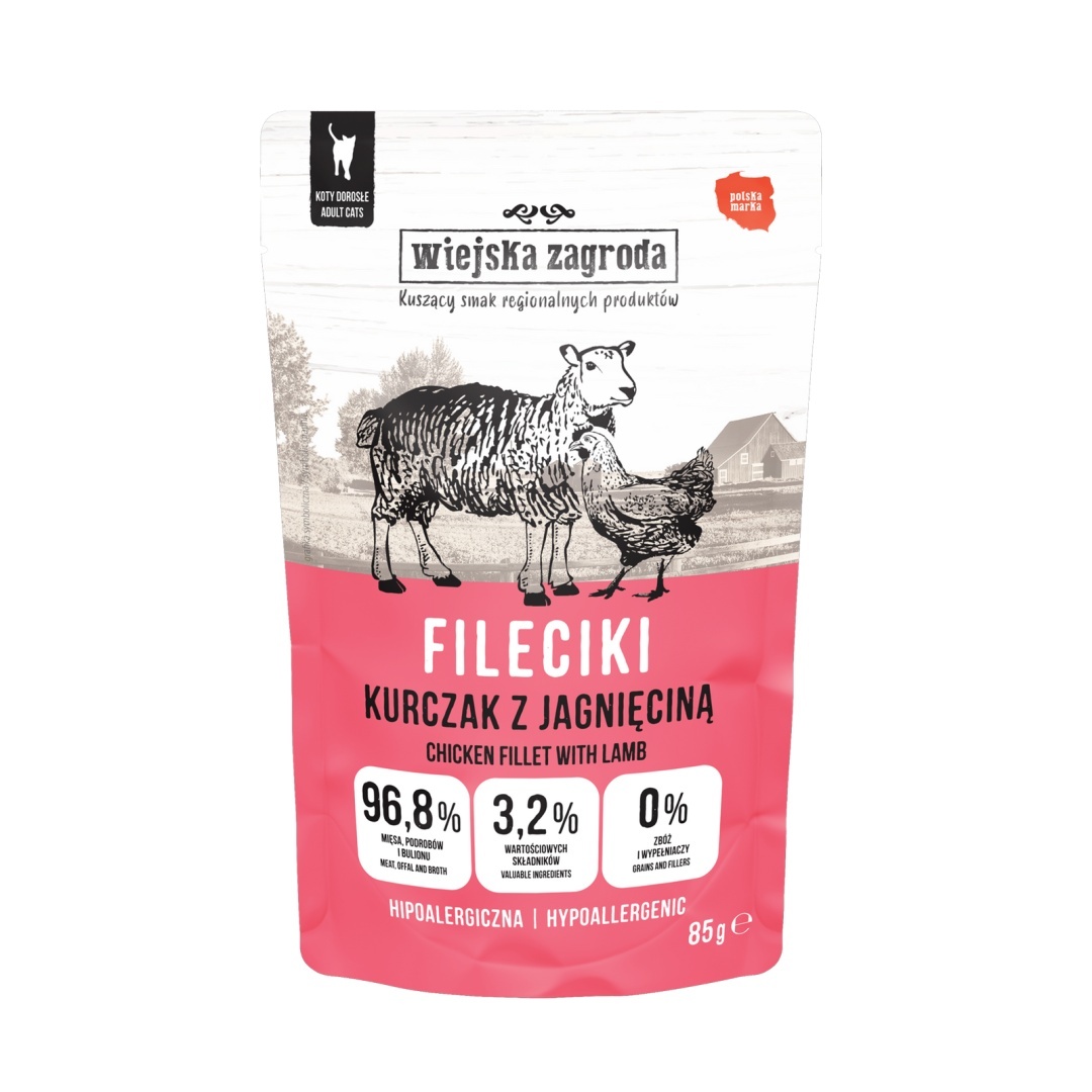 Wiejska Zagroda Fileciki kurczak z jagnięciną w sosie adult 85 g