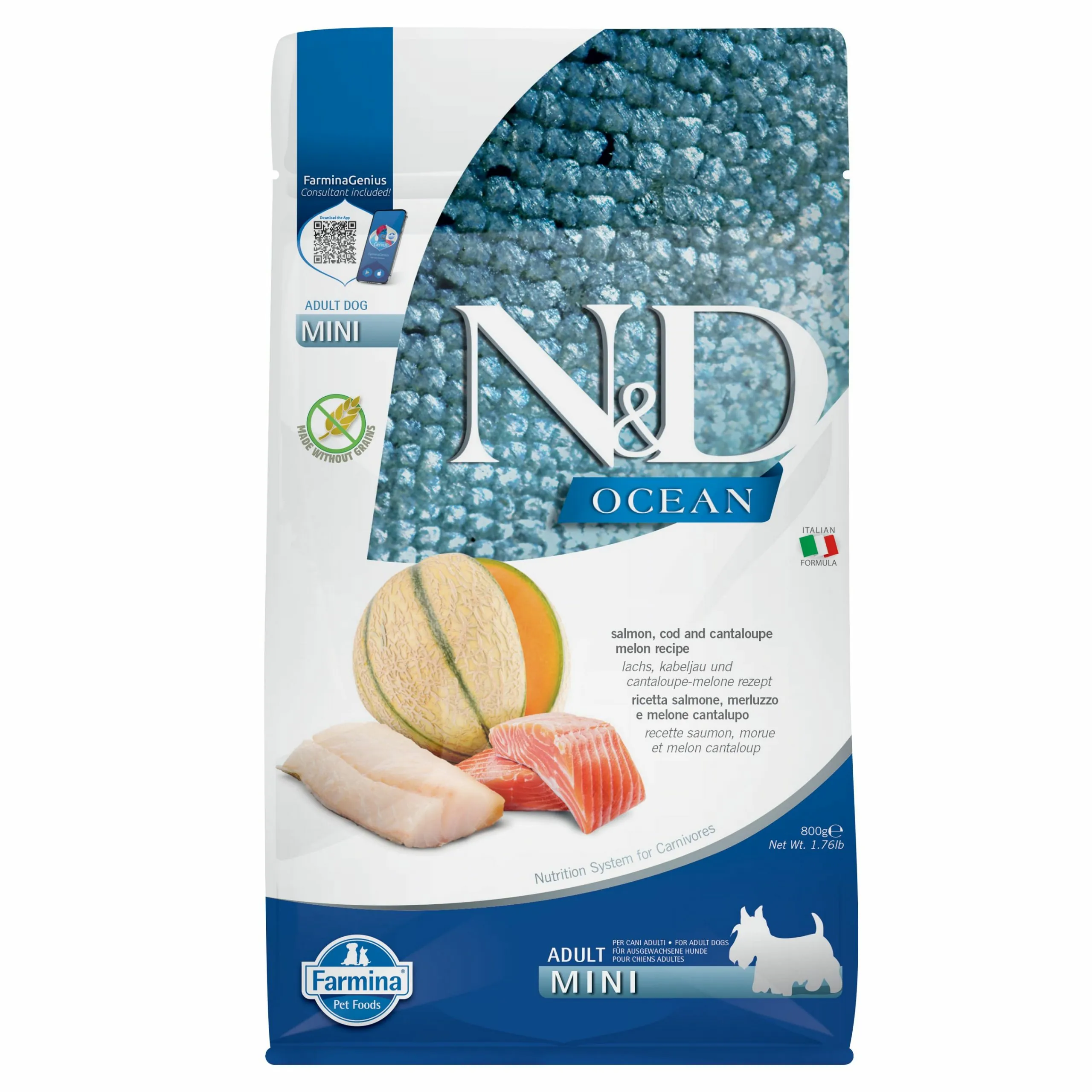 Farmina N&D Ocean dorsz, łosoś adult małe rasy 800 g
