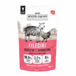 Wiejska Zagroda Fileciki Sensitive jagnięcina, kurczak kawałki adult 85 g × 12