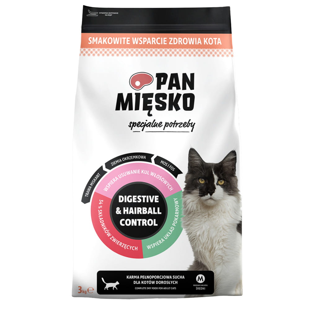 Pan Mięsko Specjalne potrzeby Digestive & Hairball Control indyk adult 3 kg