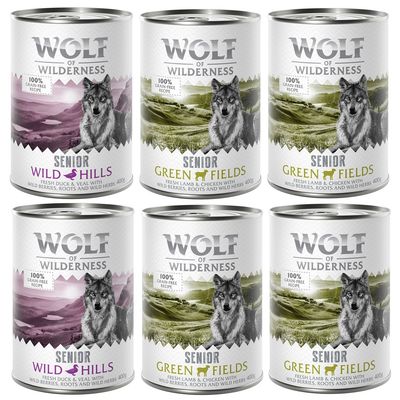 Wolf of Wilderness cielęcina, jagnięcina, kaczka, kurczak senior 400 g × 24