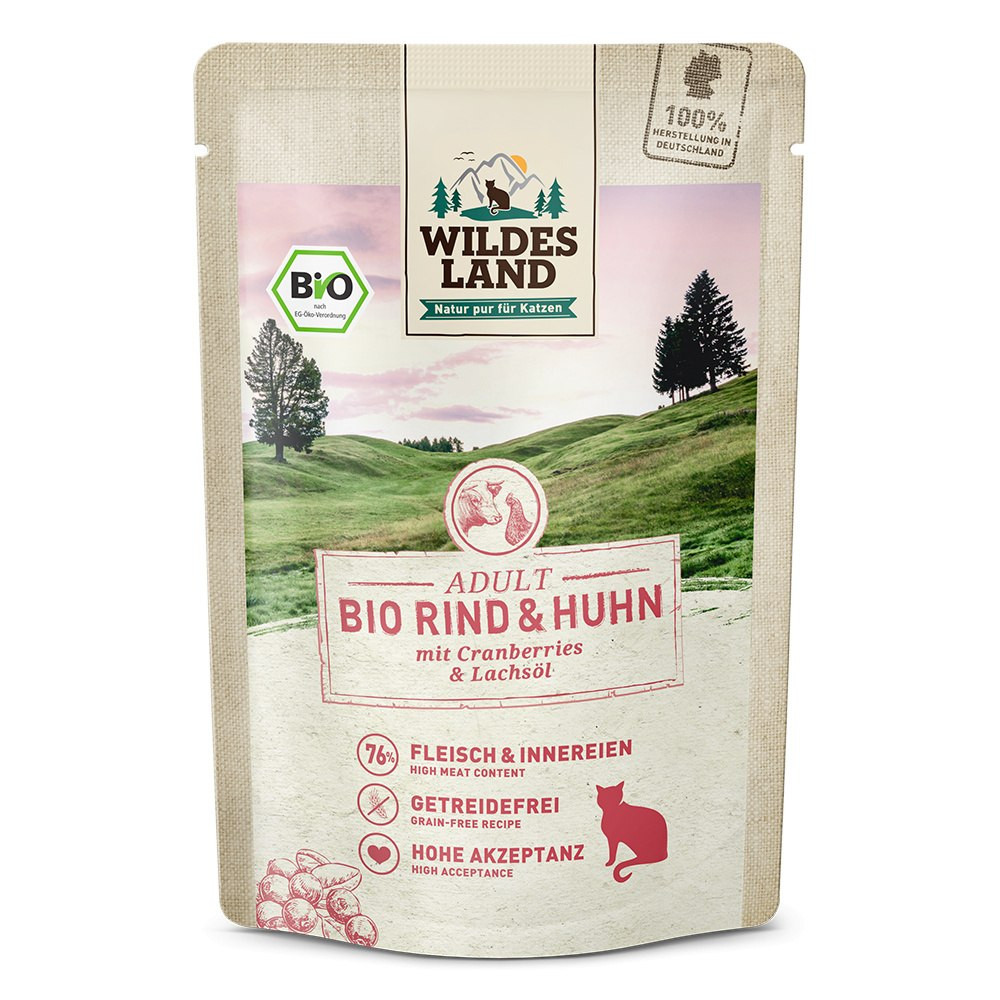 Wildes Land Bio kurczak, wołowina z żurawiną adult 85 g