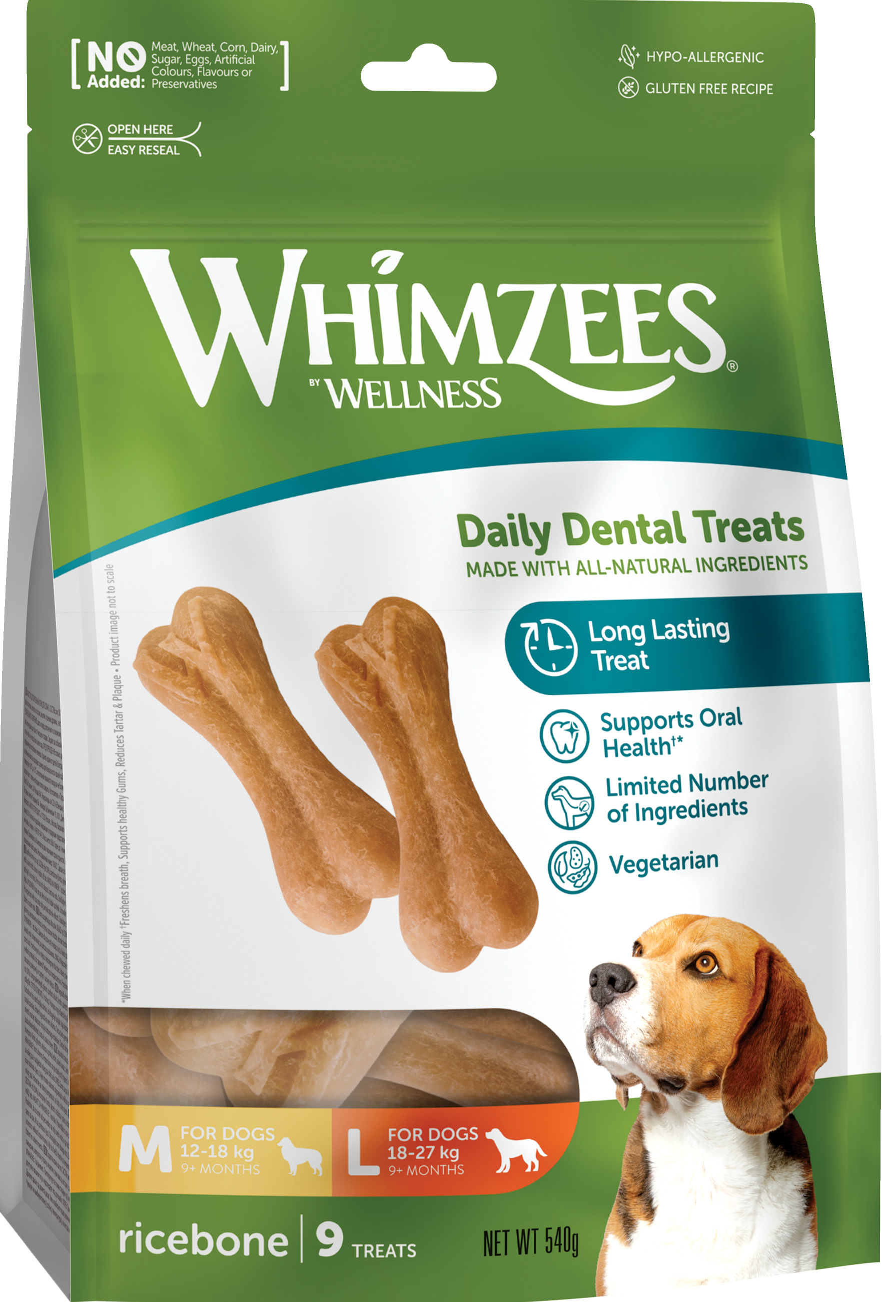 Whimzees Ricebone ryż duże rasy 60 g × 9