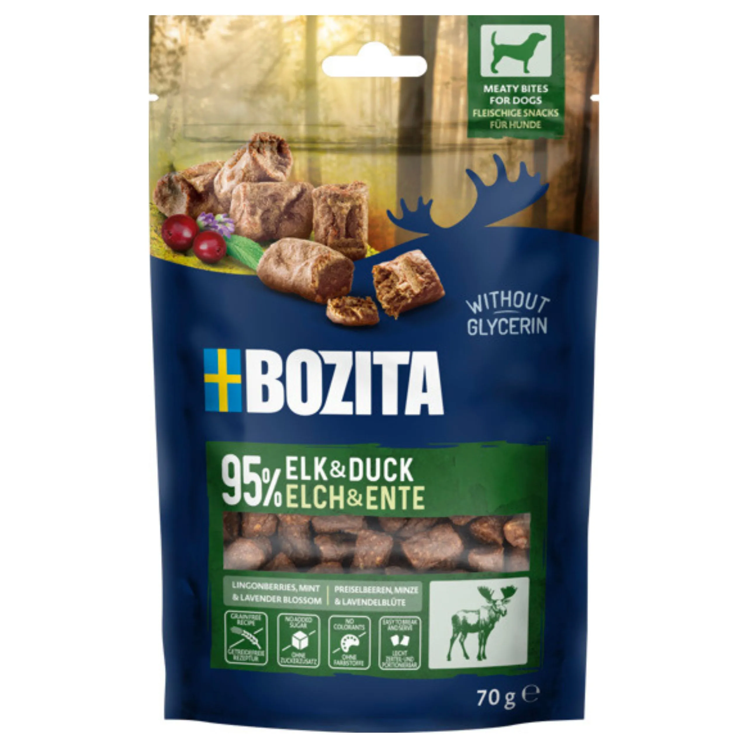 Bozita Meaty Bites kaczka, łoś 70 g