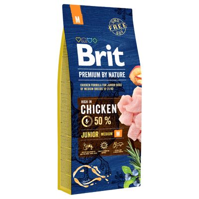 Brit Premium by Nature kurczak junior średnie rasy 15 kg × 2