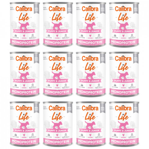 Calibra Dog Life kurczak z ryżem junior 400 g × 12