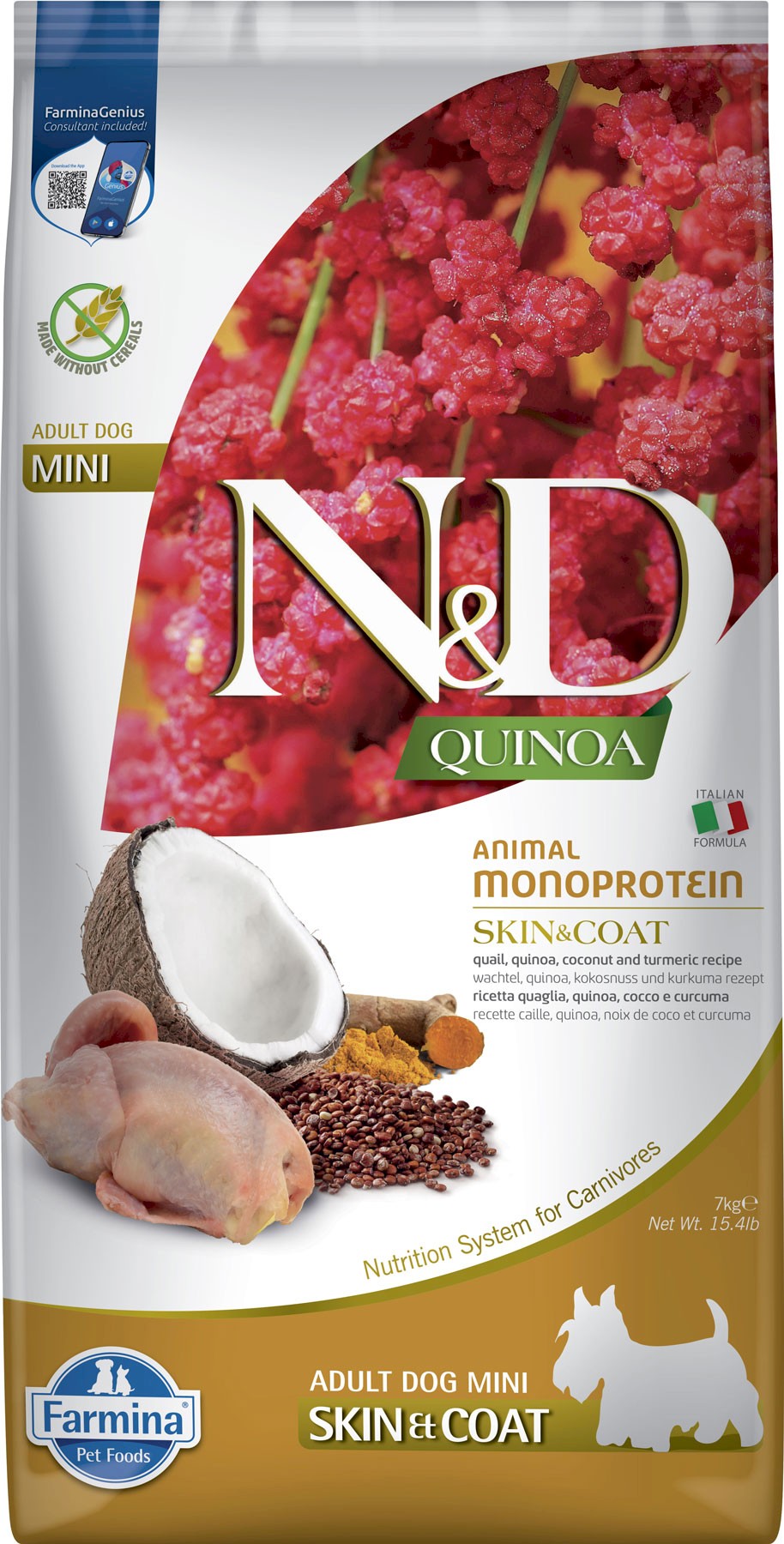 Farmina N&D Quinoa przepiórka adult małe rasy 7 kg