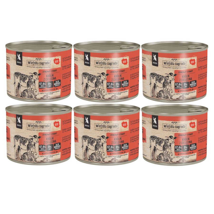 Wiejska Zagroda cielęcina, królik kitten 200 g × 6