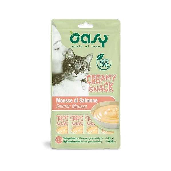 Oasy Creamy Snack łosoś pasztet adult 15 g × 4