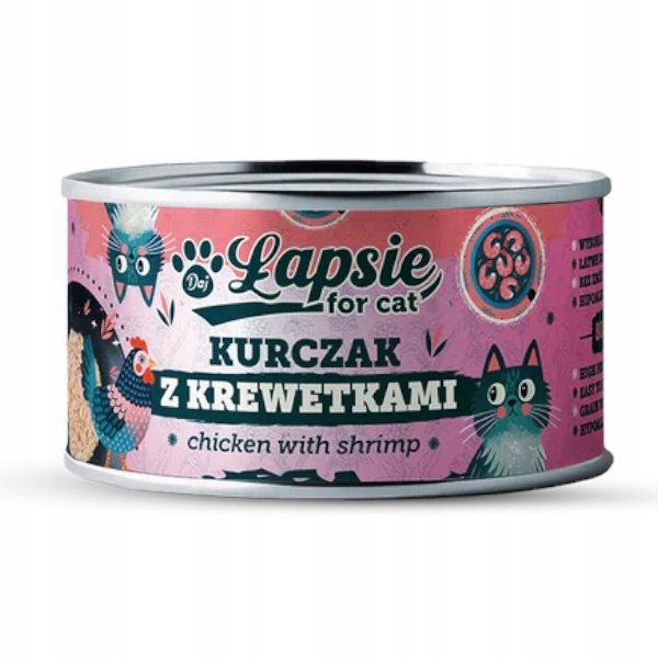 Łapsie For Cat kurczak z krewetkami w bulionie adult 80 g