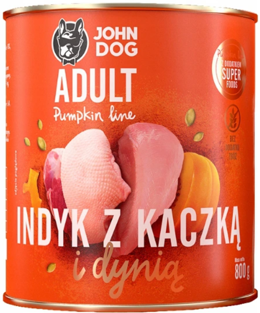 John Dog Pumpkin Line indyk, kaczka adult 800 g
