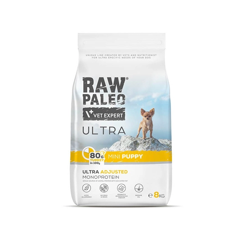 VetExpert Raw Paleo Ultra indyk puppy małe rasy 8 kg