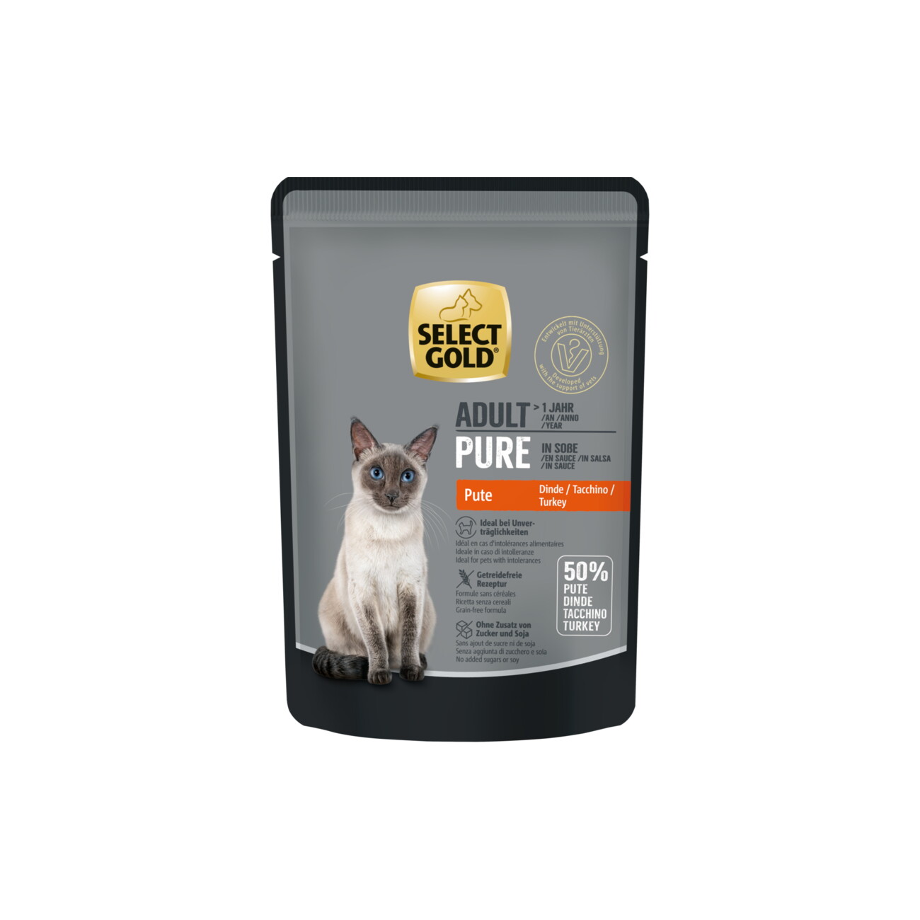 Select Gold Pure Sensitive indyk w sosie adult 85 g × 12