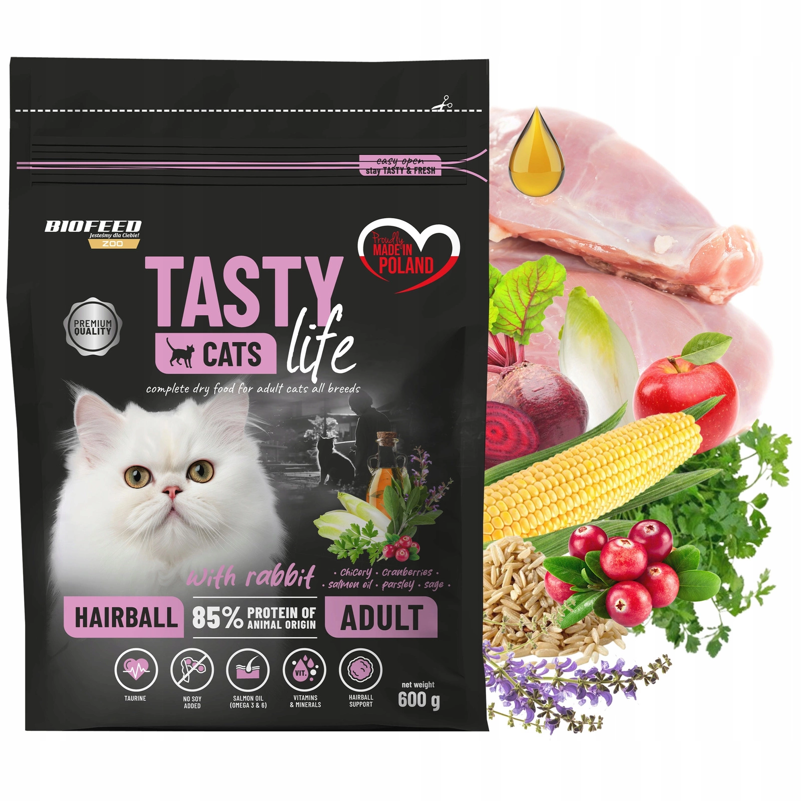 BioFeed Tasty Cats Life Hairball królik 600 g