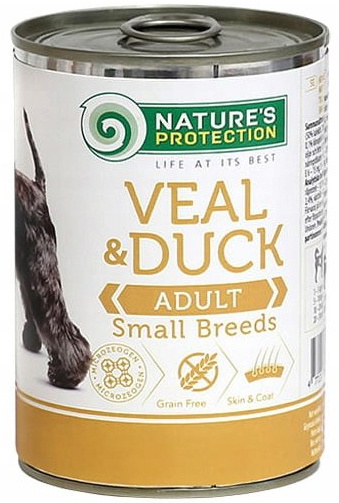 Nature's Protection cielęcina, kaczka adult małe rasy 400 g