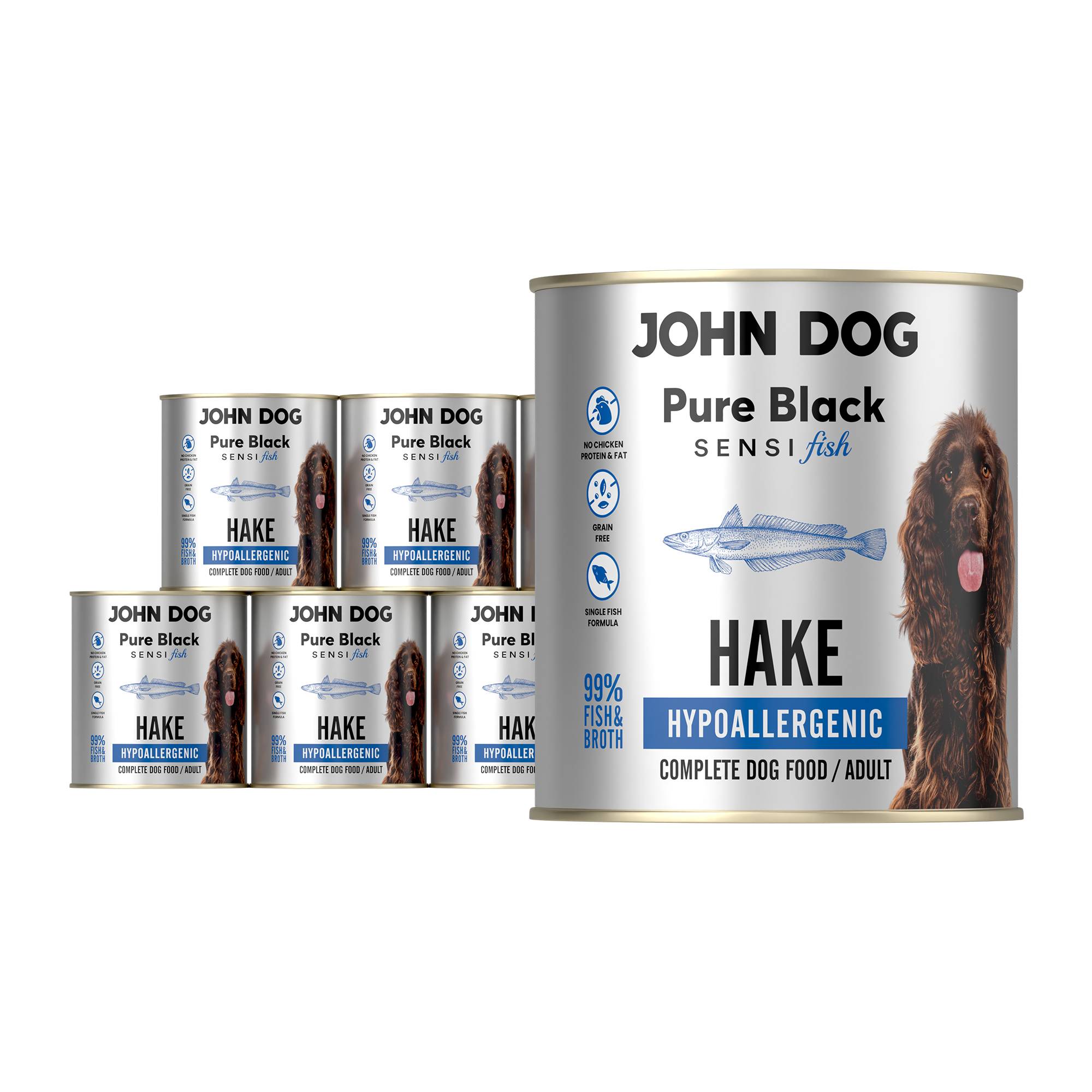 John Dog Pure Black Sensi morszczuk 800 g × 6