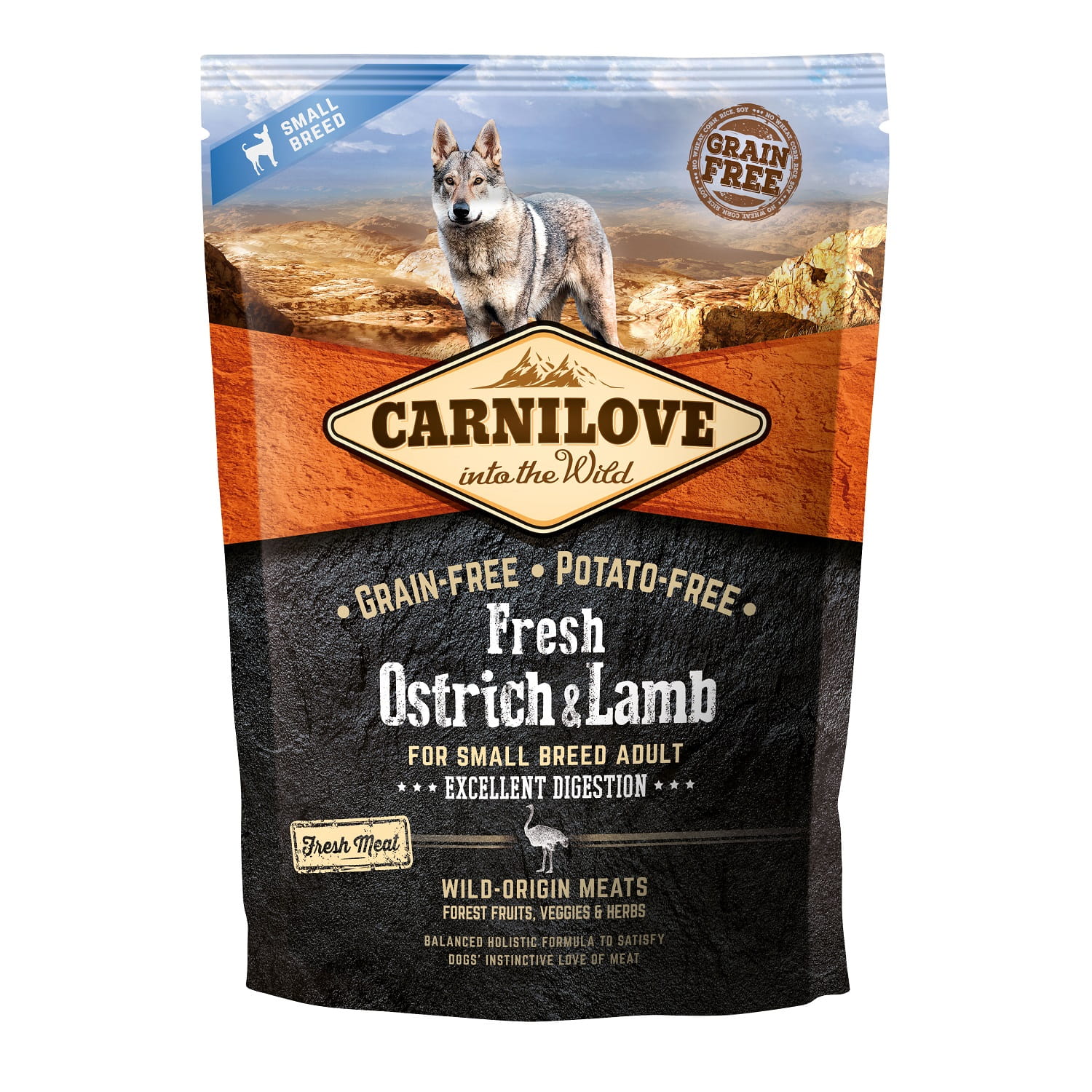 Carnilove Fresh jagnięcina, struś adult małe rasy 1,5 kg
