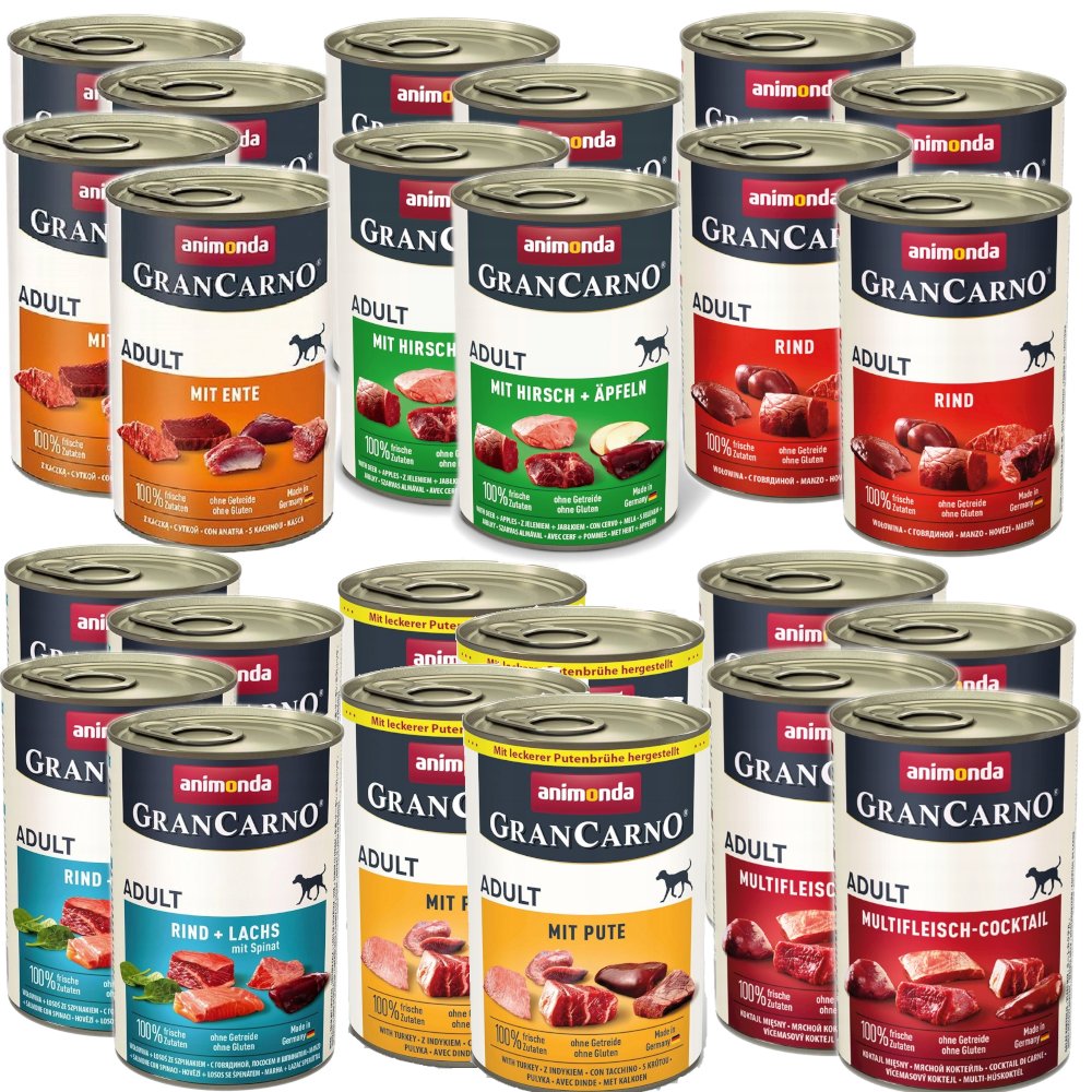 Animonda GranCarno indyk, jeleń, kaczka, koktajl mięsny, wieprzowina, wołowina, łosoś adult 400 g × 24