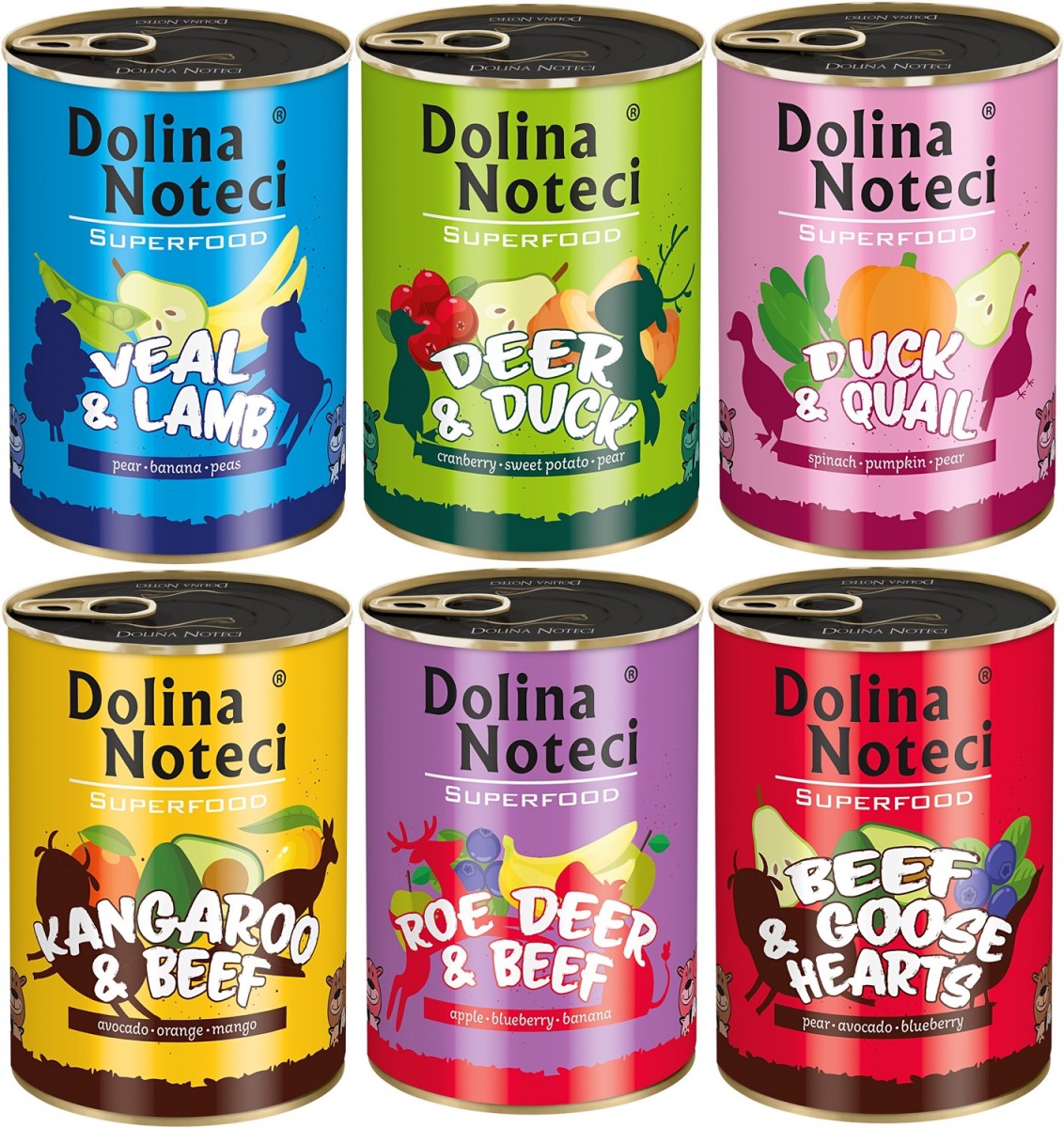 Dolina Noteci Superfood cielęcina, gęś, jagnięcina, jeleń, kaczka, kangur, przepiórka, sarna, wołowina 400 g × 12