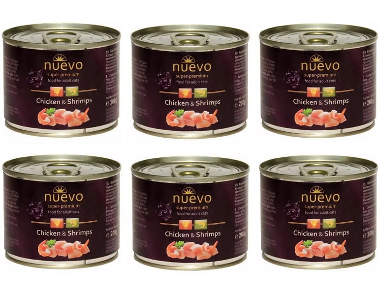 Nuevo krewetki, kurczak adult 200 g × 6